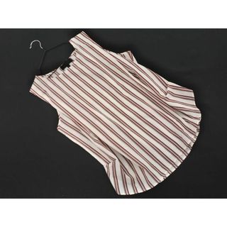 アンタイトル(UNTITLED)のUNTITLED アンタイトル ストライプ ノースリーブ ブラウス シャツ size44/白ｘ赤 ■◆ レディース(シャツ/ブラウス(半袖/袖なし))