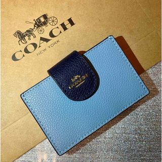 COACH - COACH  カードケース　名刺　ブルー　レザー　未使用品