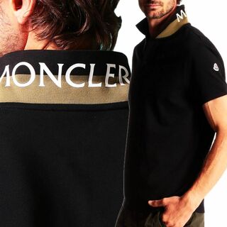 モンクレール(MONCLER)の送料無料 54 MONCLER モンクレール 8A70510 84556 ブラック ポロシャツ 襟裏 ロゴ プリント 半袖 size S(ポロシャツ)