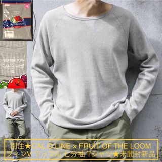 キャルオーライン(CAL O LINE)の別注灰★CAL O LINE × フルーツオブザルーム 七分袖ワッフル Tシャツ(Tシャツ/カットソー(七分/長袖))