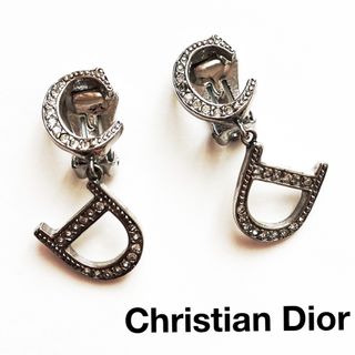 クリスチャンディオール(Christian Dior)の111.美品✨ディオール イヤリング CDロゴ ラインストーン 揺れる シルバー(イヤリング)