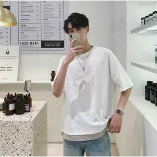 Tシャツ ビッグシルエット 半袖 トップス カットソー　ホワイト 新品未使用男性(Tシャツ/カットソー(半袖/袖なし))