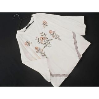 ダブルクローゼット(w closet)のw closet ダブルクローゼット 刺繍 ワイドスリーブ Tシャツ sizeF/白 ■◆ レディース(Tシャツ(長袖/七分))