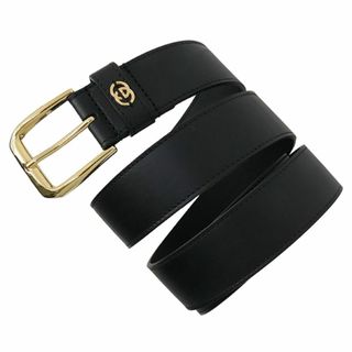 グッチ(Gucci)のグッチ スクエアバックル ベルト カーフレザー ブラック 黒 ゴールド メンズ 新品  h-e044(ベルト)