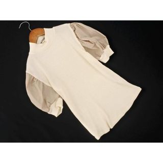 ザラ(ZARA)のZARA ザラ 半袖 切替 カットソー sizeS/アイボリーｘベージュ ■◆ レディース(カットソー(半袖/袖なし))