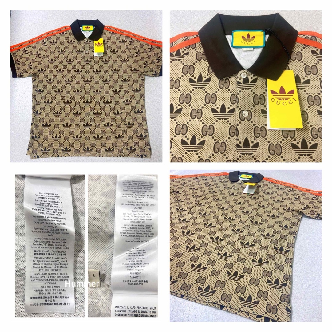 国内正規品 22~23 新品未使用 L グッチ×アディダス 総柄ポロシャツ 国内正規品 22~23 新品未使用 L グッチ×アディダス 総柄ポロシャツ