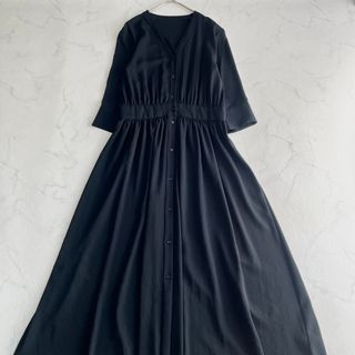 プラージュ(Plage)の【美品】Plage シャツワンピース ギャザー Vネック ロング(ロングワンピース/マキシワンピース)