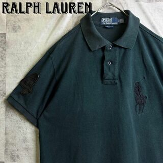 ポロラルフローレン(POLO RALPH LAUREN)の90s ポロバイラルフローレン 鹿子ポロシャツ 半袖 ビッグポニー刺繍ロゴ 緑M(ポロシャツ)