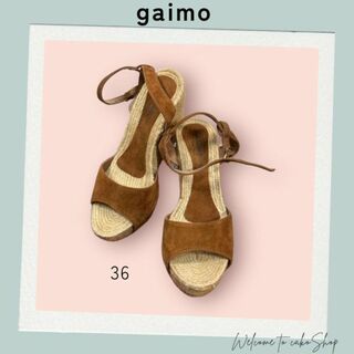 ガイモ(gaimo)の美品》ガイモ　gaimo　ウェッジソール　アンクルストラップ　エスパドリーユ厚底(サンダル)