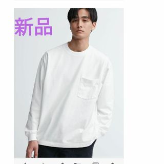 UNIQLO　ウォッシュコットンクルーネックTシャツ　長袖(Tシャツ/カットソー(七分/長袖))