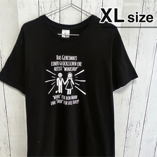 USA古着　Tシャツ　XL　ブラック　プリント　ロゴ　クルーネック　コットン(Tシャツ/カットソー(半袖/袖なし))