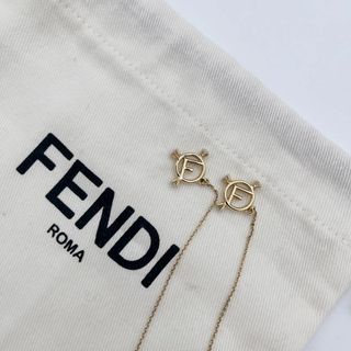 極美品　FENDI ピアス ゴールド×クリア エフイズ アクセサリー　ジルコニア