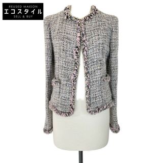 シャネル(CHANEL)のシャネル 美品 国内正規 P22295V13089 03A ココマークピラミッドスタッズボタン ノーカラー ツイード 36(ノーカラージャケット)