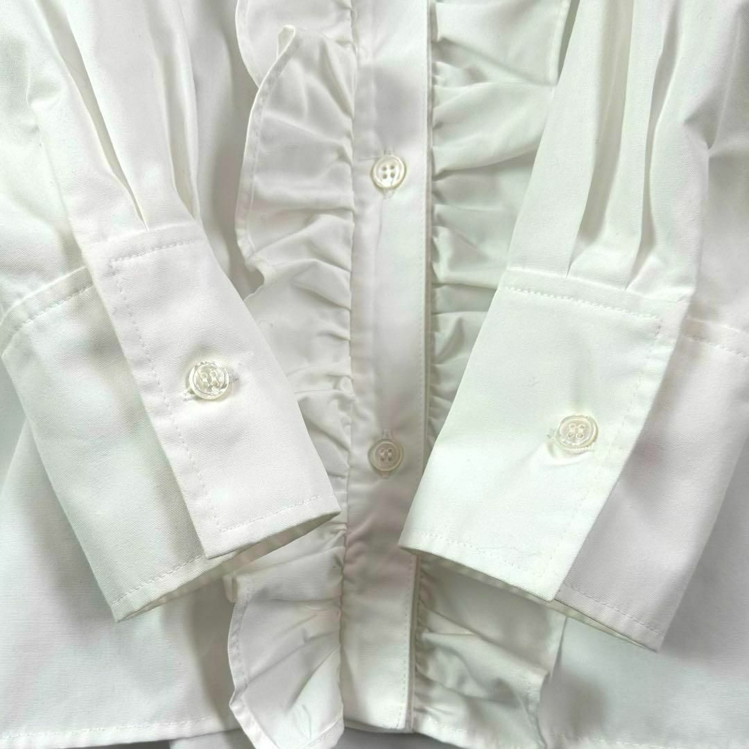 美品 OHGA バンドカラー フリル 長袖シャツ ホワイト 白 サイズF 美品 OHGA バンドカラー フリル 長袖シャツ ホワイト 白 サイズF