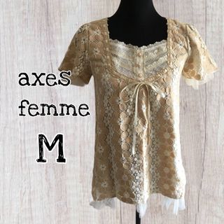 アクシーズファム(axes femme)のaxes femme トップス フラワーモチーフカットソー Mサイズ/ USED(Tシャツ/カットソー(半袖/袖なし))