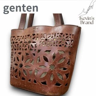 ゲンテン(genten)の美品　正規品　ゲンテン　カットワーク　トートバッグ　レザー　デザイン(トートバッグ)