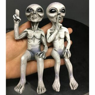 宇宙人 フィギュア 男 女 2個セット UFO グレイ 人形 置物 エイリアン(置物)