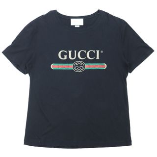 グッチ(Gucci)のグッチ ヴィンテージ GG インターロッキング ロゴ プリント 半袖Ｔシャツ レディース サイズ L 黒 ブラック イタリア製 GUCCI(Tシャツ(半袖/袖なし))