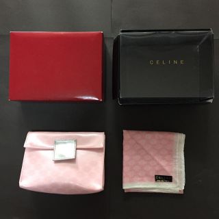 セリーヌ(celine)の【新品 未使用 箱有り】セリーヌ ブラゾン柄 ビニルポーチ & ハンカチ セット(ポーチ)