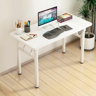 【色: 白い】りたたみデスク 完成品 組立不要 テーブル 会議テーブル パソコン(オフィス/パソコンデスク)