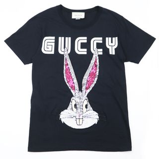 グッチ(Gucci)の【美品】グッチ バックスバニー GUCCY SEGA ロゴ スパンコール プリント 半袖 Ｔシャツ レディース サイズ XXS 黒 白 銀 ピンク イタリア製 GUCCI(Tシャツ(半袖/袖なし))