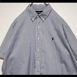 ラルフローレン(Ralph Lauren)のラルフローレン BDシャツ 半袖 ブルーストライプ 紺ポニー刺繍 ゆるだぼ(シャツ)