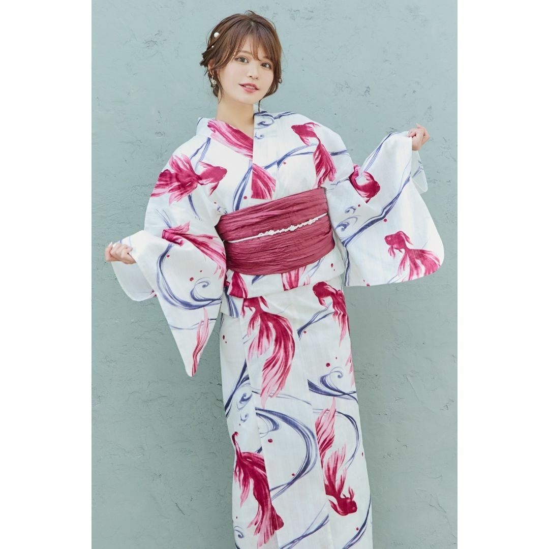 新品 4点 浴衣 セット 浴衣セット ゆかた レディース 赤 金魚 白 新品 4点 浴衣 セット 浴衣セット ゆかた レディース 赤 金魚 白