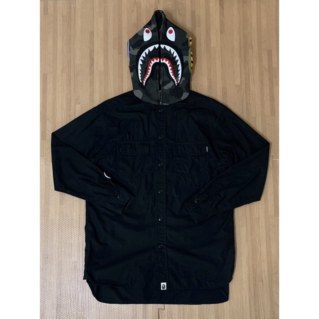 A BATHING APE - ☆激レア☆ APE シャークパーカー シャツ S A BATHING APE - ☆激レア☆ APE シャークパーカー シャツ S
