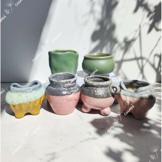 韓国 小鉢6個セット 個性 レトロ 植木鉢 おしゃれ 陶器鉢 多肉植物 鉢植え(プランター)