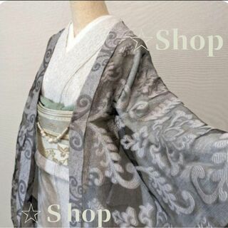 サラサラ　軽やか　羽織風　ショール　銀鼠 着物 羽織 きもの kimono 涼し(着物)