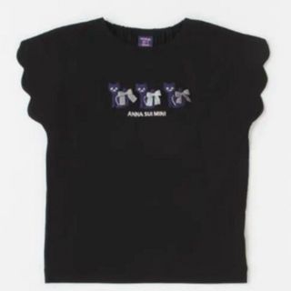 新品タグ付　アナスイミニ  140 黒★ねこ三匹刺しゅう半袖Tシャツ