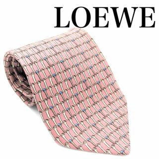 LOEWE - 【極美品】ロエベ　ネクタイ　ピンク　総柄　シルク　ハイブランドネクタイ