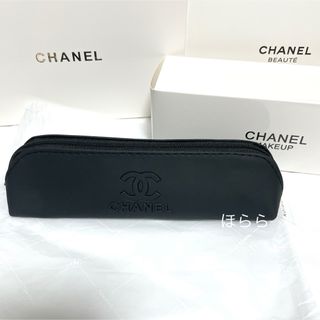 新品シャネル CHANEL ペンケース ポーチ  ブラックロゴ  コスメポーチ