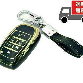 トヨタ(トヨタ)の送料無料★キーホルダー付★トヨタ用★キーケース キーカバー★ブラック6ボタン☆①(車内アクセサリ)