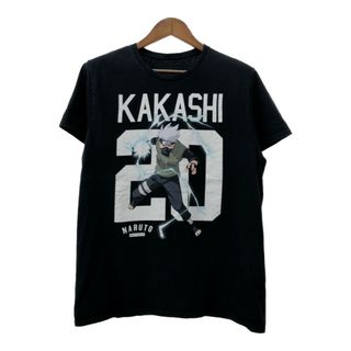 NARUTO ナルト はたけカカシ 半袖Ｔシャツ アニメT キャラクター ブラック (メンズ L) 中古 古着 Q8049(Tシャツ/カットソー(半袖/袖なし))