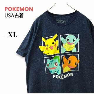 海外輸入 POKEMON ポケモン 公式 Tシャツ 杢ネイビー XL(Tシャツ/カットソー(半袖/袖なし))