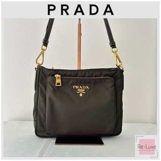 プラダ(PRADA)の美品＆希少色✦ PRADA プラダ ショルダーバッグ ブラック ゴールド金具(ショルダーバッグ)