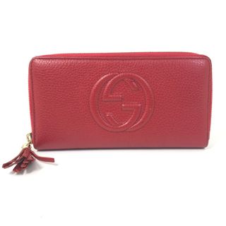 グッチ(Gucci)のグッチ GUCCI GG ソーホー 598187 タッセル付き ロングウォレット ラウンドファスナー 長財布 レザー レッド 美品(財布)