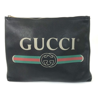 グッチ(Gucci)のグッチ GUCCI ロゴ 500981 カバン セカンドバッグ クラッチバッグ レザー ブラック(セカンドバッグ/クラッチバッグ)