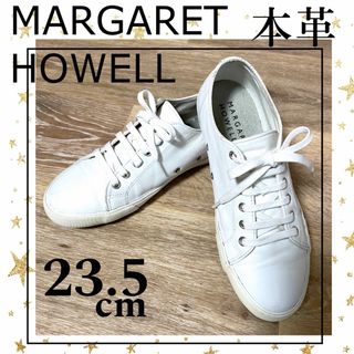 マーガレットハウエル(MARGARET HOWELL)の【MARGARET HOWELL idea】本革レザー　スニーカー　白　23.5(ローファー/革靴)