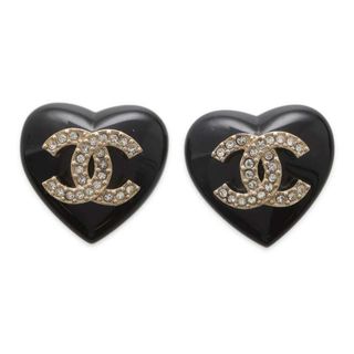 CHANEL - シャネル ピアス ココマーク ラインストーン ハート B22 B AB9377 CHANEL アクセサリー 黒