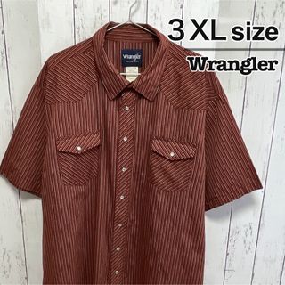 Wrangler - Wrangler　半袖シャツ　ウエスタンシャツ　レッド　ストライプ　USA古着