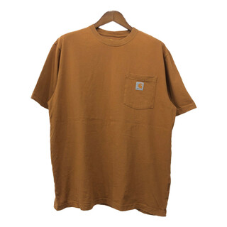 カーハート(carhartt)のCarhartt カーハート ポケット 半袖Ｔシャツ ワンポイント ライトブラウン (メンズ L) 中古 古着 Q8093(Tシャツ/カットソー(半袖/袖なし))