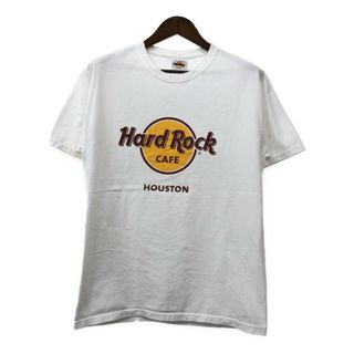 Hard Rock Cafe ハードロックカフェ ヒューストン 半袖Ｔシャツ ロゴ ホワイト (メンズ M相当) 中古 古着 Q8098(Tシャツ/カットソー(半袖/袖なし))