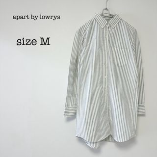 アパートバイローリーズ(apart by lowrys)の【アパートバイローリーズ】ロングシャツ　ストライプ　ダブルカフス　カジュアル　M(シャツ/ブラウス(長袖/七分))