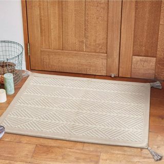 萩原 玄関マット 屋内 室内 ホワイト 約50×80cm 「クラック」 マット (ラグ)