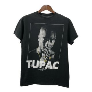 2PAC 2パック 半袖Ｔシャツ ラップT ブラック (メンズ M) 中古 古着 Q8112(Tシャツ/カットソー(半袖/袖なし))