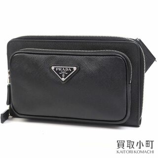 プラダ(PRADA)の【美品】プラダ【PRADA】サフィアーノレザー ベルトバッグ トライアングルロゴ ブラック ウエストバッグ クロスボディ ショルダー バムバッグ 斜め掛け 三角ロゴ 2VH156_9Z2_F0002 Saffiano Leather Belt Bag【Aランク】【中古】(ボディバッグ/ウエストポーチ)