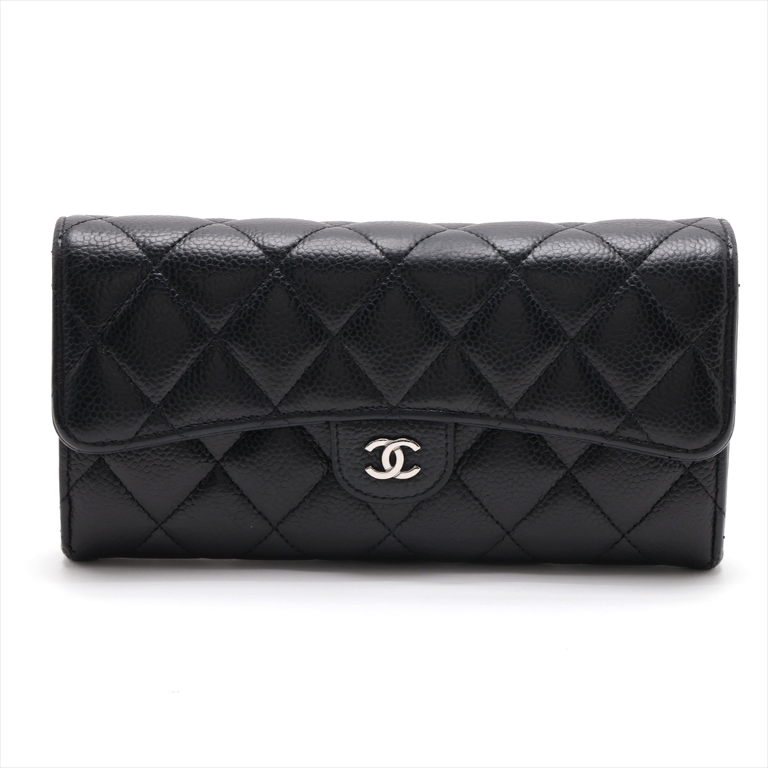 CHANEL - シャネル  キャビアスキン  ブラック レディース 長財布