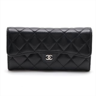 シャネル(CHANEL)のシャネル  キャビアスキン  ブラック レディース 長財布(財布)